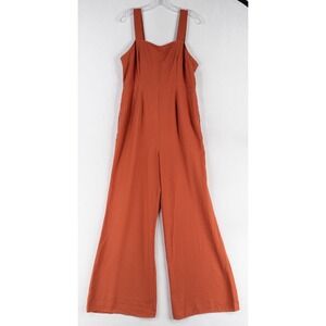 Forever 21 Contemporary Jumpsuit Womens Sz XL Orange Wide Leg Pockets Wide Strap